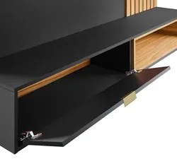 Painel Bancada Suspensa Para TV até 65 Pol. 180cm Ripado Palmas C05 Pr
