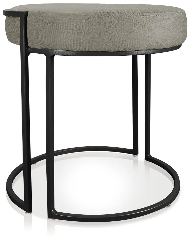 Puff Redondo Base Industrial Preto Love Suede Marrom Rato D03 - D'Rossi