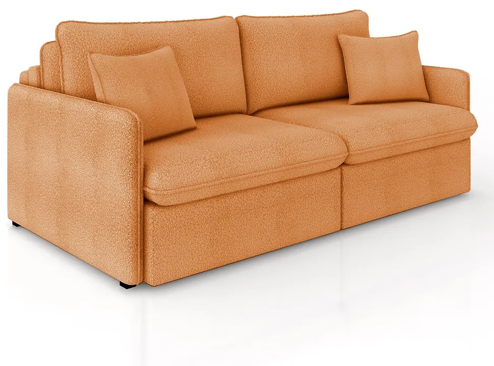 Sofá Reclinável e Retrátil Gandalf Bipartido 254cm Caixa Zero com Almofadas Bouclê Terracota G33 - Gran Belo