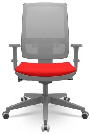 Cadeira Brizza Diretor Grafite Tela Cinza Assento Aero Vermelho Base Autocompensador Piramidal - 66250 Sun House
