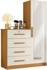 Cômoda Para Quarto 109cm 1 Porta Belize Plus Off/Cinamomo   - Albatroz