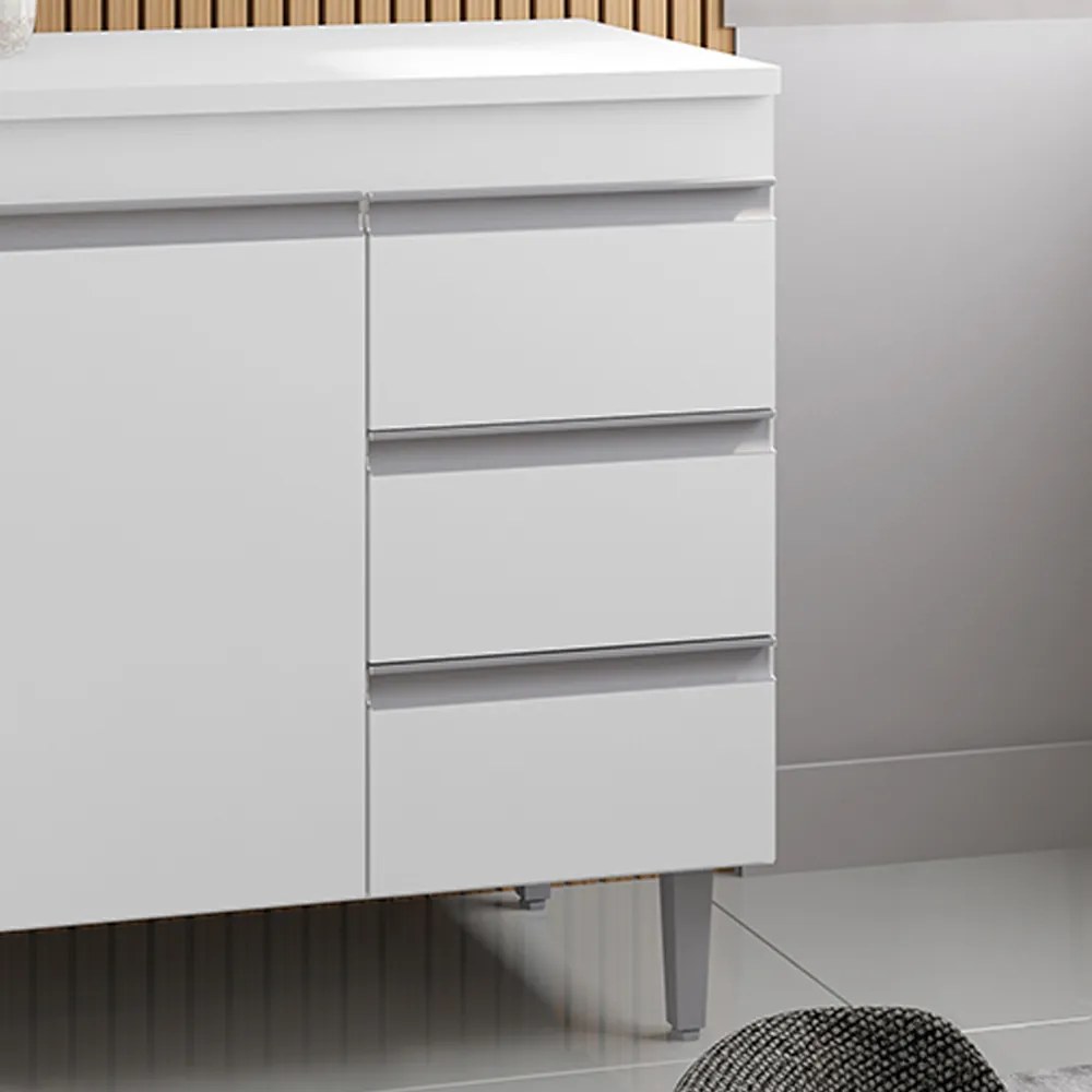 Balcão Cozinha com Tampo 100cm 3 Gavetas Leticia A01 - D'Rossi - Branco