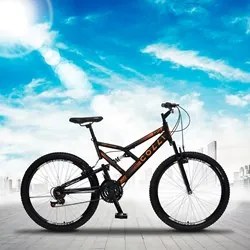 Bicicleta GPS Aro 26 Aço 21 Marchas Dupla Suspensão Freio V-Brake Pret