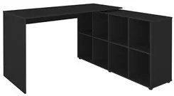 Mesa Escrivaninha em L Eron e Estante Livreiro 90x187cm Lean A06 Preto