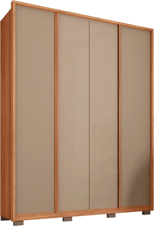 Guarda Roupa Solteiro Glory 4 Portas de Bater 3 Gavetas MDF Freijo/Sued G11 - Gran Belo