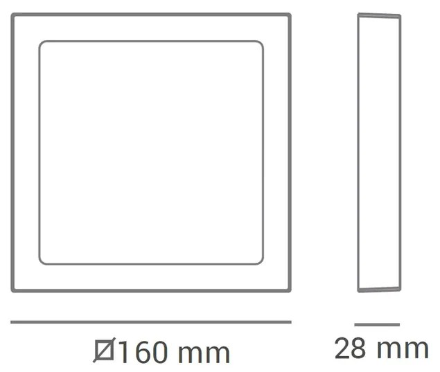 Luminária De Sobrepor Quadrado 12W 3000K Led Bivolt 17X17X3Cm Plafon |... (Branco)