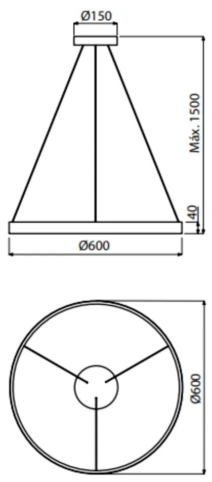 Pendente Intense Anel Redondo Ø60Cm Led 32W 3000K Bivolt Rose Gold Pol... (RG-P = Rose Gold Polido)