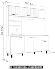 Cozinha Compacta 180cm Martina Freijó/Ripado/Off Acetinado Z44 - Mpoze