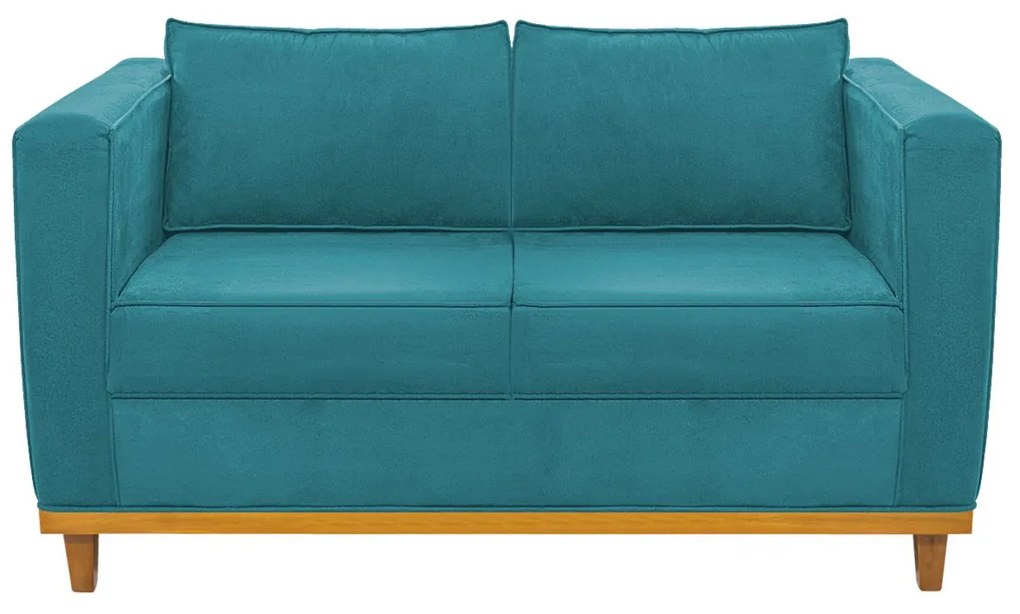 Sofá 2 Lugares Europa Suede Azul Turquesa ADJ Decor