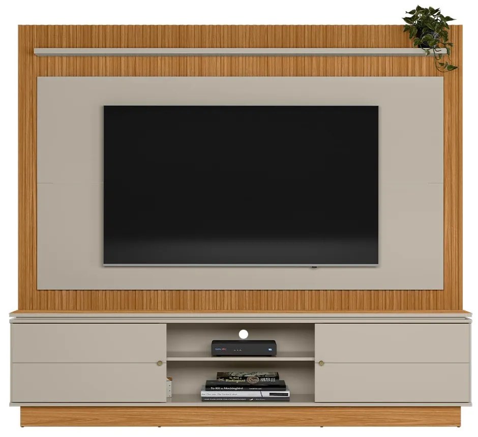 Estante Home 215cm Valdivia para Tv até 75 Nature/Off White G77 - Gran Belo