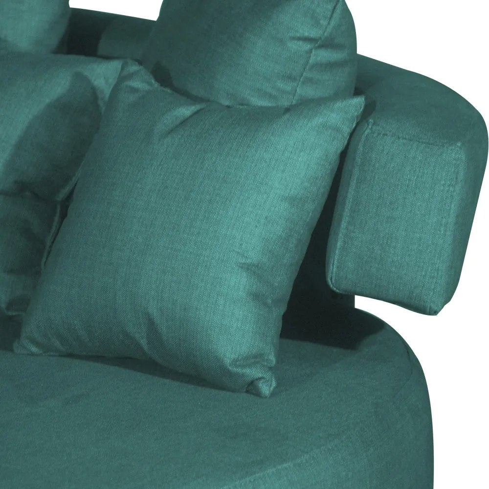 Sofá Chaise Eva Redondo 02 Lugares Suede Azul Tiffany