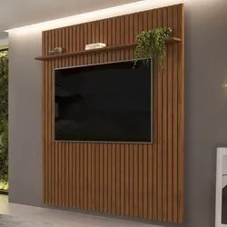 Painel para TV 75 Polegadas Ripado 223x212cm Pratisk D04 Freijó - Mpoz
