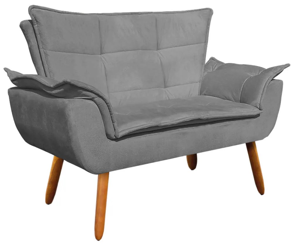 Sofá Namoradeira e 2 Poltronas Giratória MM30 Opala Suede D03 - D'Rossi - Grafite