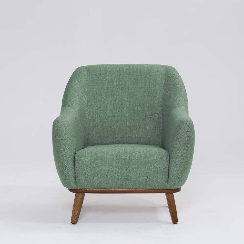 Poltrona Decorativa Pauline D07 Base Madeira Linho Mescla Verde D07 - D'Rossi