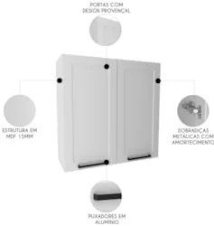 Armário Cozinha Aéreo 80cm Com 2 Portas Zaya Branco T01     - Mpozenat