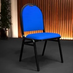 Kit 2 Cadeiras Hoteleiras Auditório Empilhável Sintético Z33 Azul - Mp