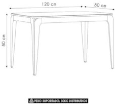 Mesa de Jantar Retangular 120cm 4 Lugares Yuma Ypê/Preto N02 - Mpozena
