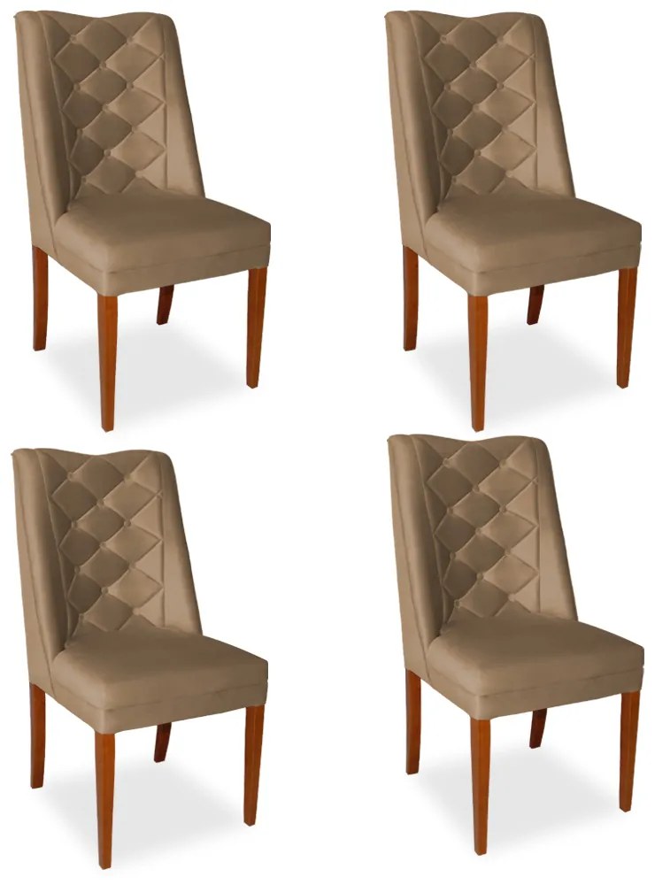Kit 4 Cadeiras de Jantar Micheli Suede Nude