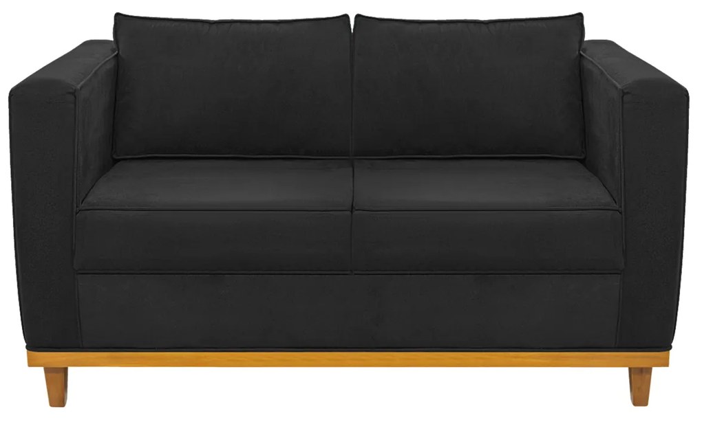 Sofá 2 Lugares Europa Suede Preto ADJ Decor