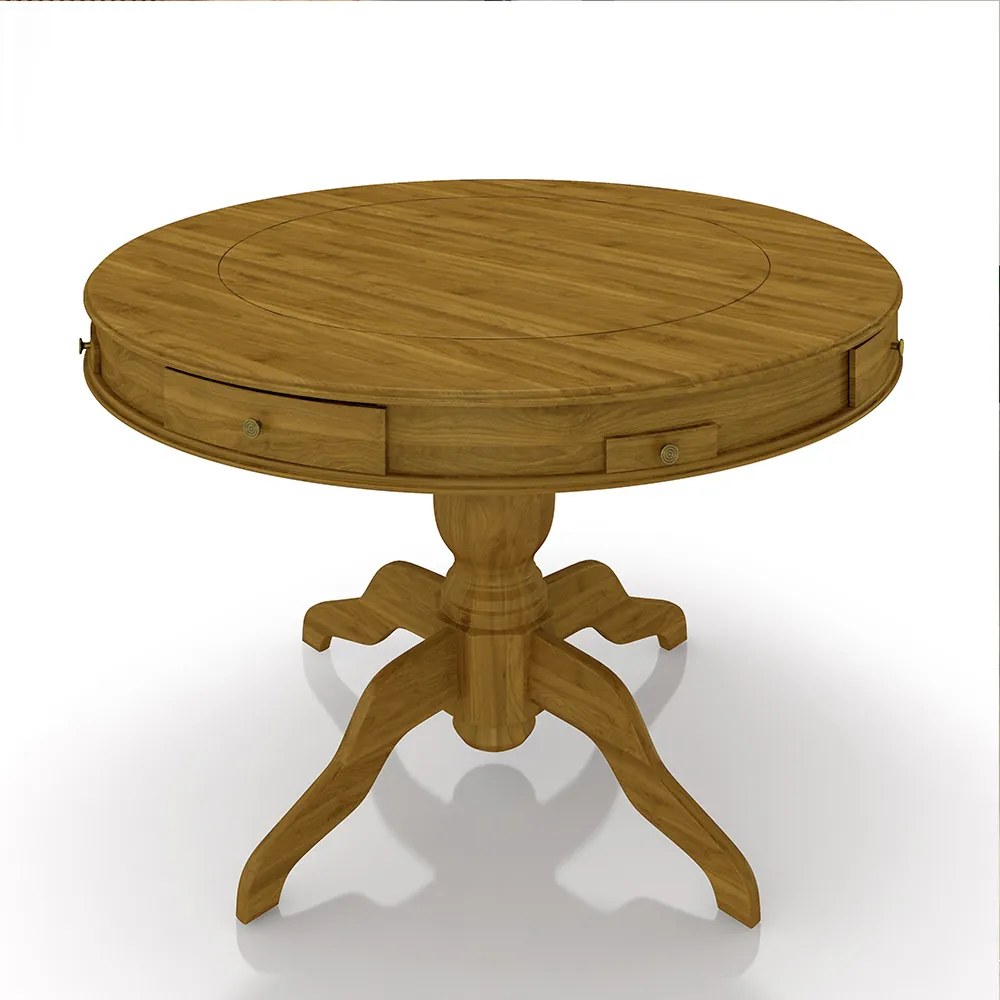 Mesa de Jogos Carteado 4 Lugares Bellagio com Gavetas e Tampo Reversível Base Estrela com Tecido Mel/Verde G42 - Gran Belo