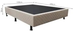 Base Box para Cama Casal 138x188cm Liz S05 Suede Bordado Bege - Mpozen