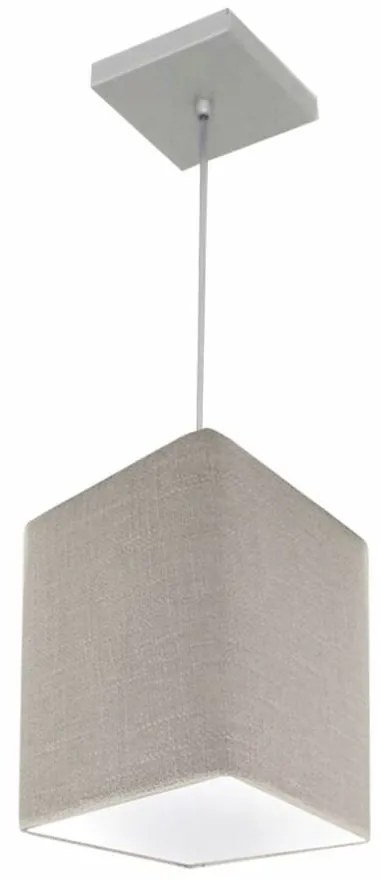 Lustre Pendente Quadrado Md-4007 Cúpula em Tecido 25/16x16cm Rustico Cinza - Bivolt