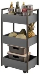 Carrinho Organizador Fruteira 3 Prateleiras Industrial Liss Z34 Grafit