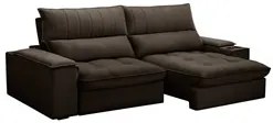 Sofá Retrátil 3 Lugares com Porta Copo 250cm Andes F05 Veludo Marrom E