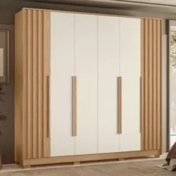 Guarda Roupa Casal 237cm 6 Portas Vinna A02 Off/Freijó - Mpozenato