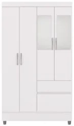 Guarda Roupa Solteiro 103cm Com Espelho Ideal Flex Branco - Vila Rica
