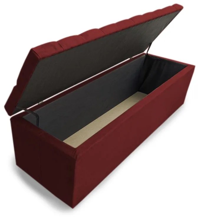 Calçadeira Baú Solteiro 90cm Nicole Capitonê Suede Bordô - Sheep Estofados - Vermelho escuro