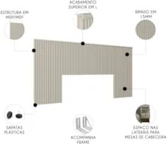 Cabeceira Casal e Queen Painel Ripado 241cm Palmeira Off L06 - Mpozena