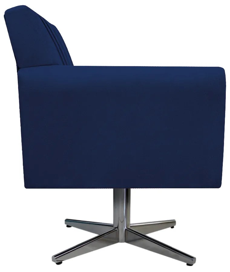Poltrona Laura Base Giratória de Metal Suede Azul Marinho - ADJ Decor