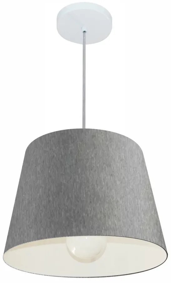 Lustre Pendente Cone Md-4240 Cúpula em Tecido 30/40x30cm Rustico Cinza - Bivolt