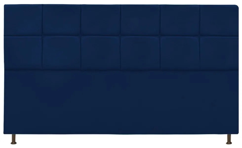 Cabeceira Estofada Damares 195 cm King Size Com Botonê Suede Azul Marinho - ADJ Decor