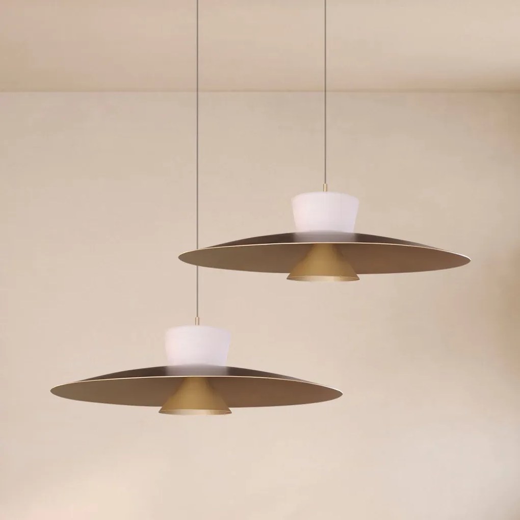 Pendente Rebatedor E Pontual Ø50X30Cm Disco Curvo Alumínio 01Xled 9W 2... (CHAMPANHE, 110v)