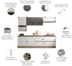 Armário de Cozinha CP03 e Tampo Grace Carvalho Oak/Off White Z44 - Mpo