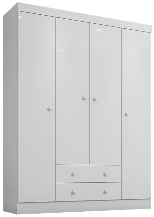 Guarda Roupa Infantil Isis 4 Portas 2 Gavetas Branco - Incorplac - Branco
