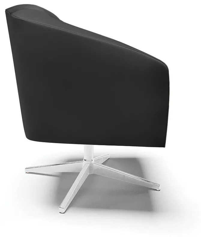 Poltrona Decorativa Giratória Cromada Stella Sintético Preto D03 - D'Rossi