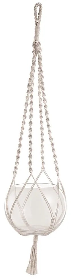 Cachepot Pendente em Vidro e Macramê Branco 80x20 cm - D'Rossi