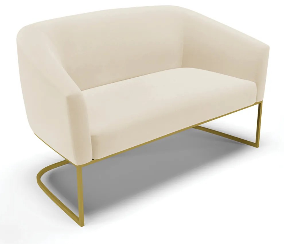 Sofá Namoradeira e Poltrona Base Industrial Dourado Stella Linho D03 - D'Rossi - A19 Bege