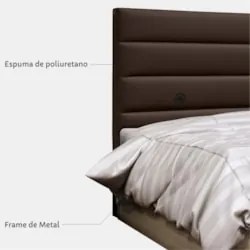 Cabeceira Casal Queen 160cm Greta Sintético Marrom Z51 - Mpozenato