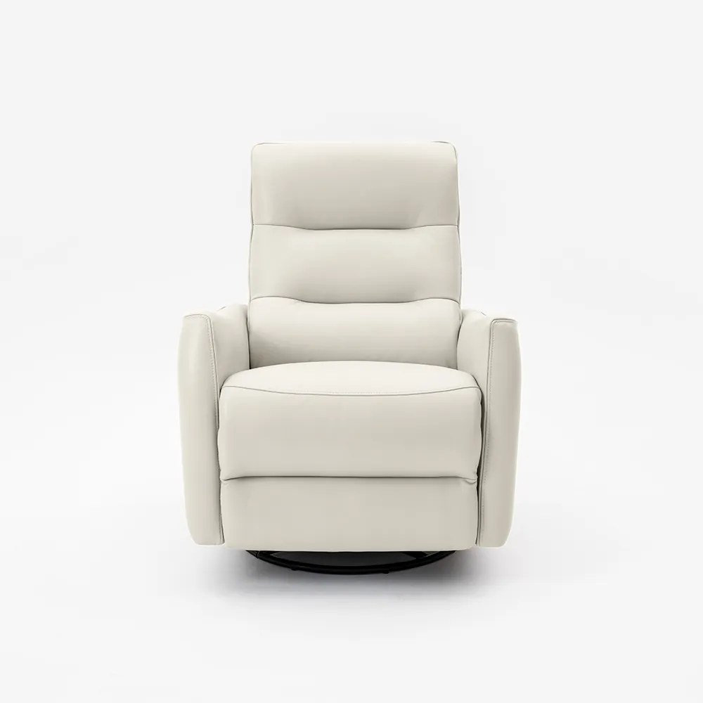 Poltrona do Papai Reclinável Elétrica Sala de Estar Plaza USB e USB-C Gira Balança Couro Off White G40 - Gran Belo