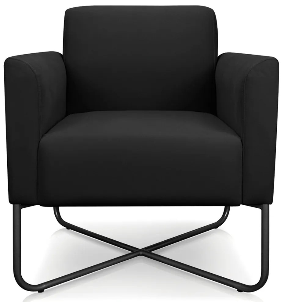 Poltrona Decorativa Isabella Base X Suede Preto G19 - Gran Belo