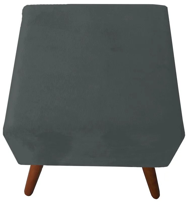 Puff Decorativo Quadrado Malu com Pés Palito Suede Cinza Grafite