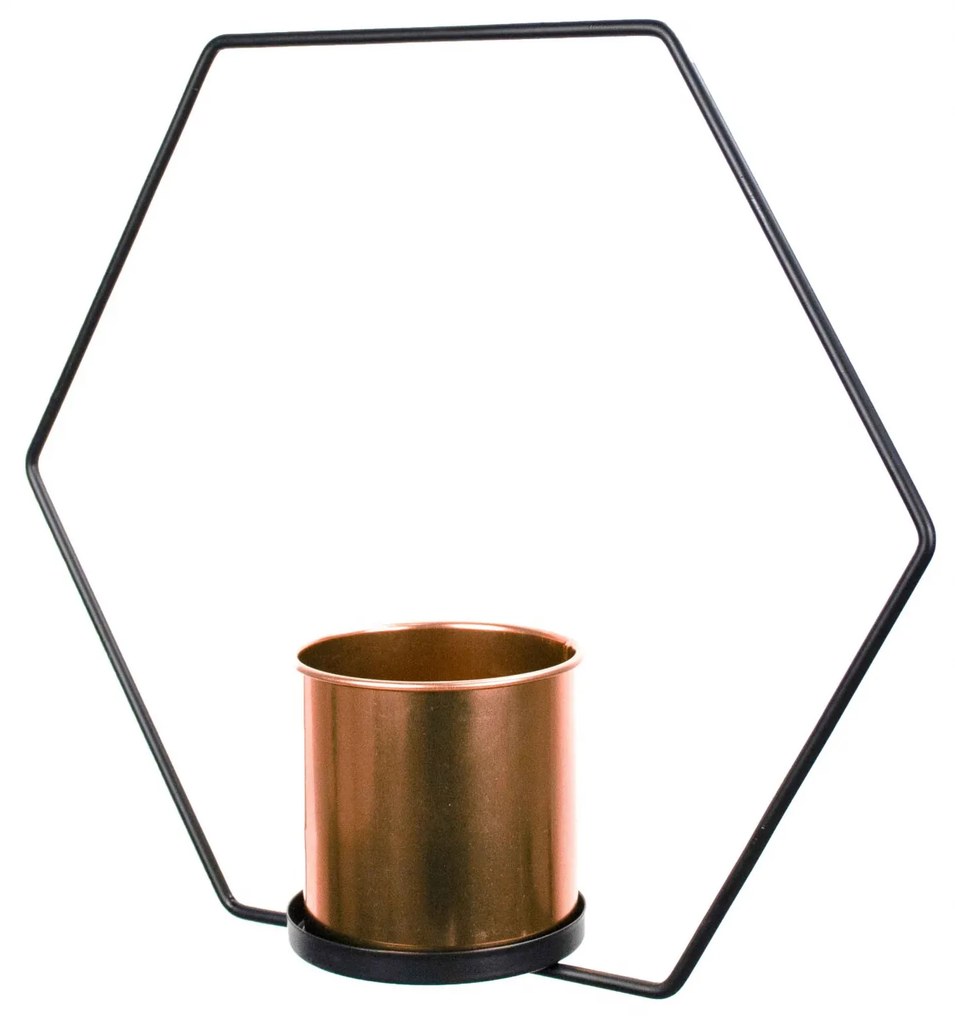 Vaso Decorativo Metal para Pendurar Rose e Preto 29x33 Cm - D'Rossi