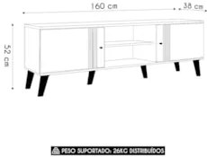 Rack Bancada Para TV 65 Pol 160cm Sia Nature/Off Z49 - Mpozenato