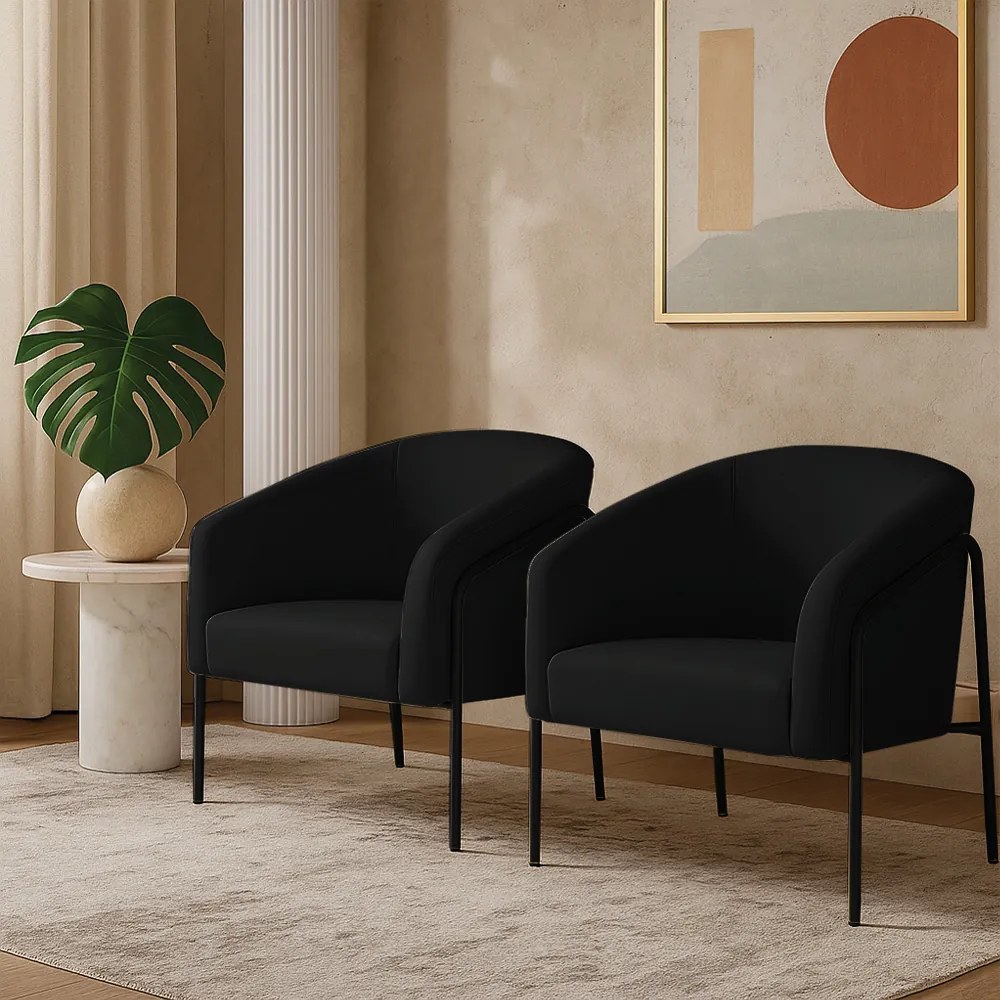 Poltrona Sala Industrial Alta Preto Kit 2 Stella Suede D03 - D'Rossi - Preto