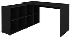 Mesa Escrivaninha em L Eron e Gaveteiro com Rodízios Mity A06 Preto -