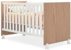 Berço Americano Mini Cama Com Rodízios Doce Sonho Carvalho/Branco - Qm